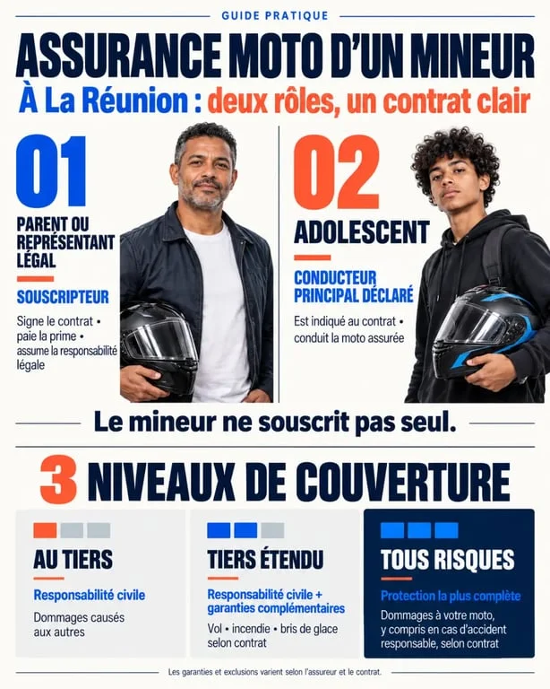 Assurance moto mineur parents Réunion : rôles du parent souscripteur et du jeune conducteur