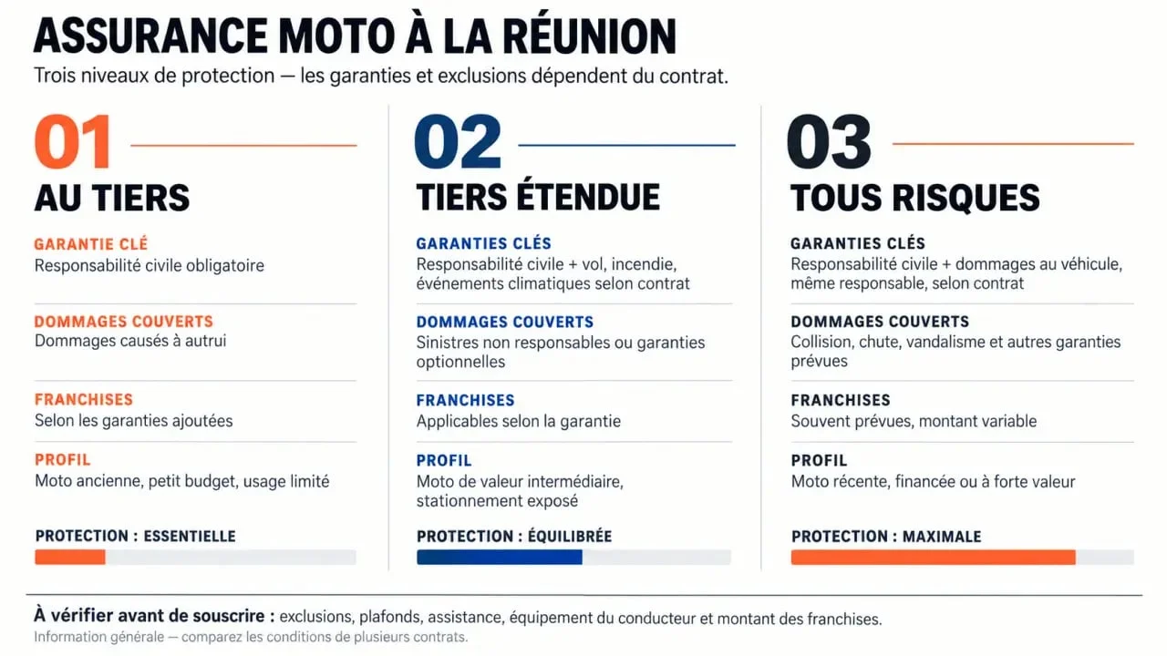 Comparaison des formules pour un devis assurance moto en agence à La Réunion
